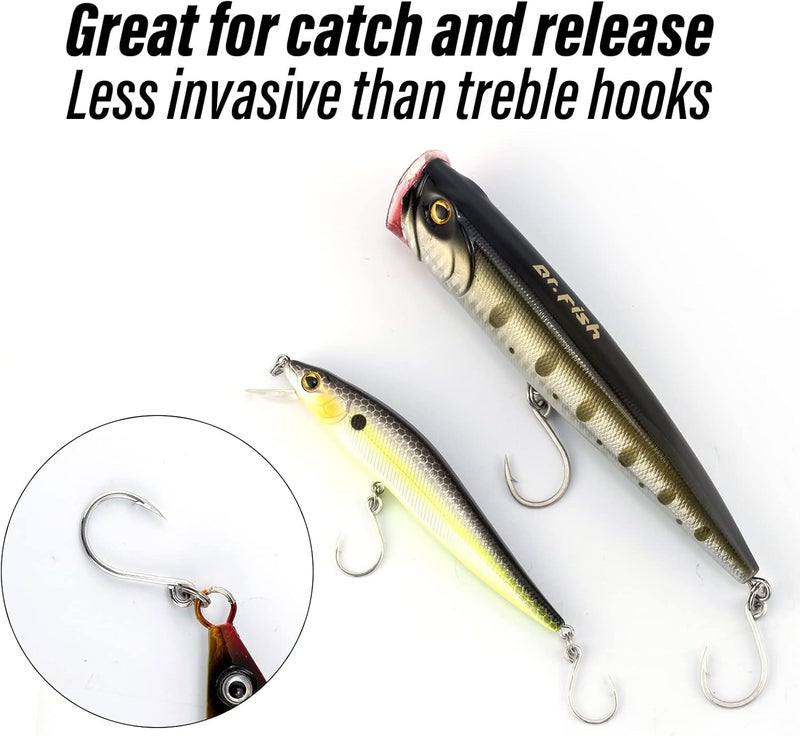 Dr.Fish 30 Pack Single Replacement Hooks for Hard Lures Inline Fishing Hooks High Carbon Steel Spinner Jerkbait Crankbait Popper Walking Bait Plugs - Image 5